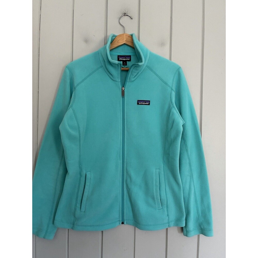 Women's Patagonia Fleece Jacket Micro D Full Zip Mock Neck M Medium Turquoise